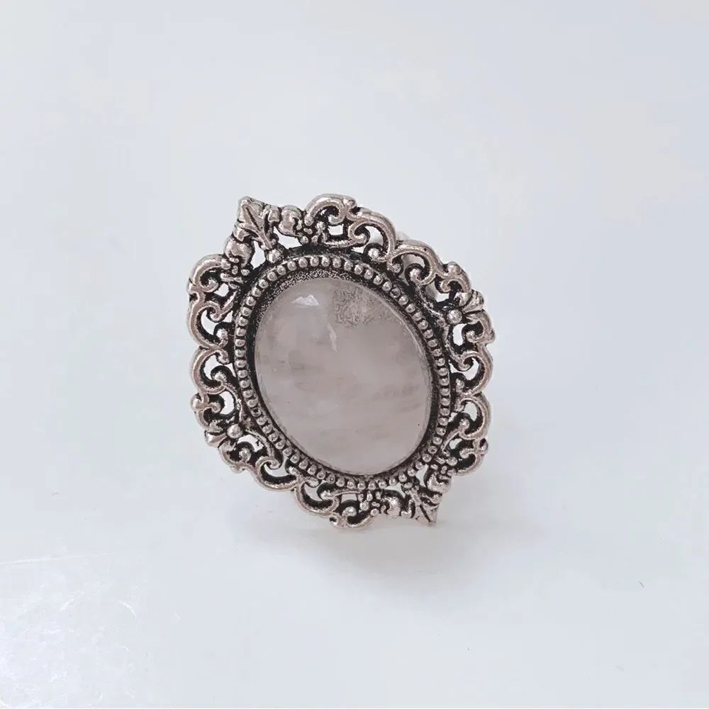 💍Beautiful Rose Quartz Natural Gemstone Ring
